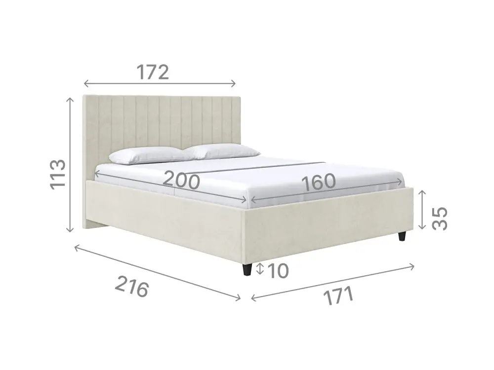 Кровать мягкая двуспальная Саманта 160х200 (MSS) (Бежевый)