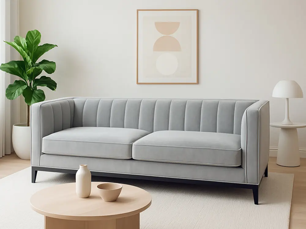 Диван прямой Фенди серый велюр (MAI) Выставочный образец | Интернет магазин Масса Мебель