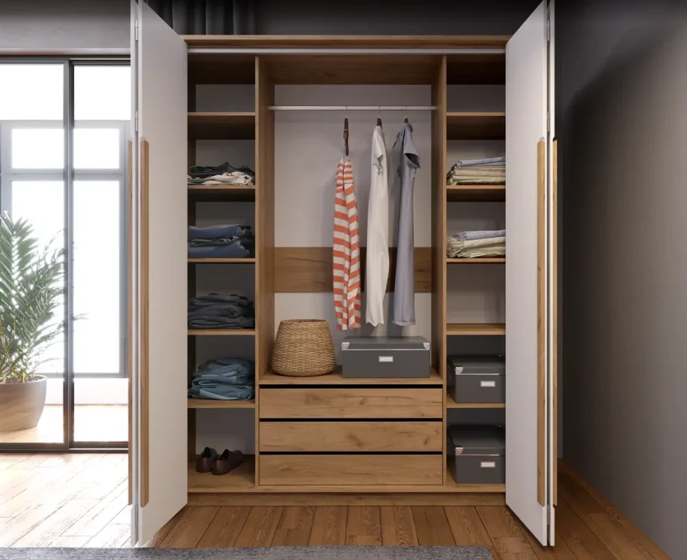 Модульная спальня Соренто композиция 1 дуб краф золотой/сатин белый (EM) | Интернет магазин Масса Мебель