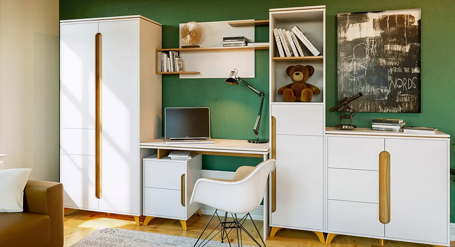 Мебель для детской Сканди Белый снег/Орех лион (CLP)