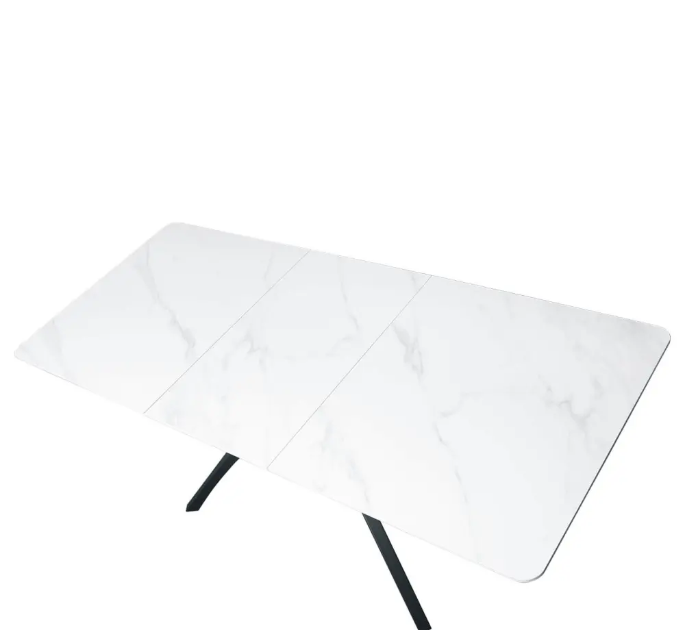 Стол обеденный раскладной SHT-T76 белый мрамор /черный (SHF) | Интернет магазин Масса Мебель