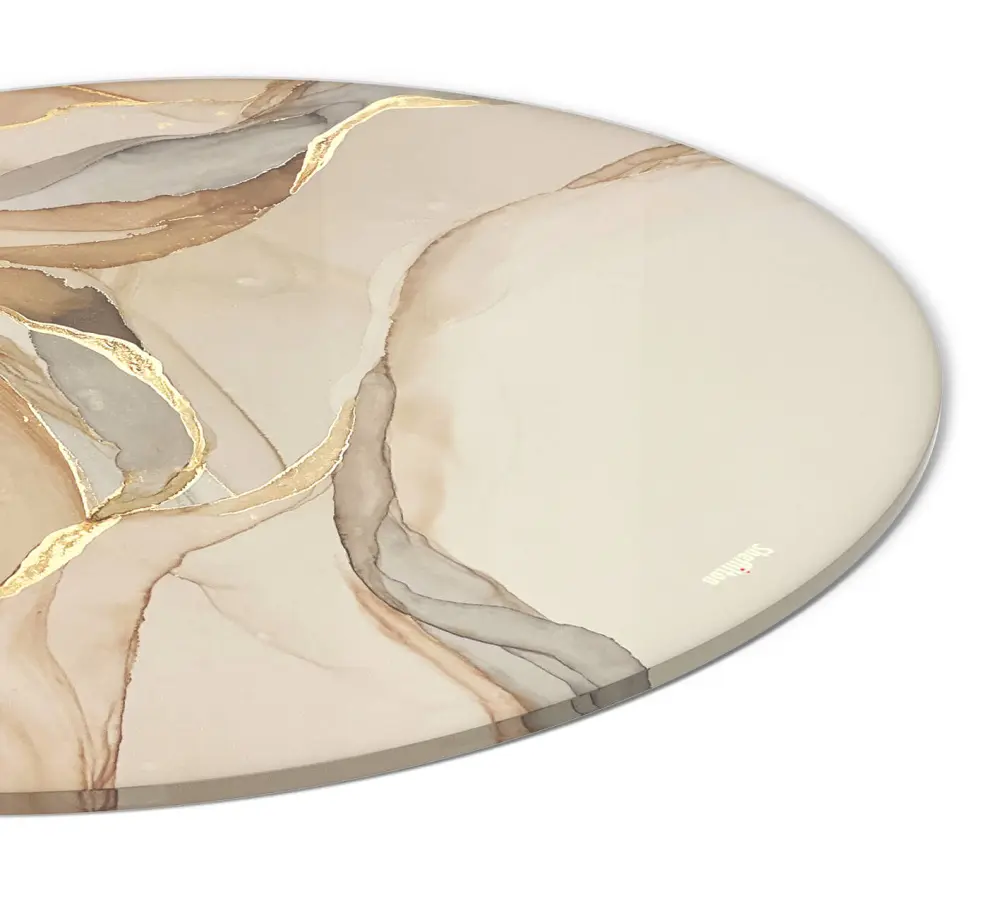 Стол обеденный круглый SHT-TU30/TT32 d-80 МДФ/стекло дымчатый топаз/бежевый пластикл (SHF) | Интернет магазин Масса Мебель