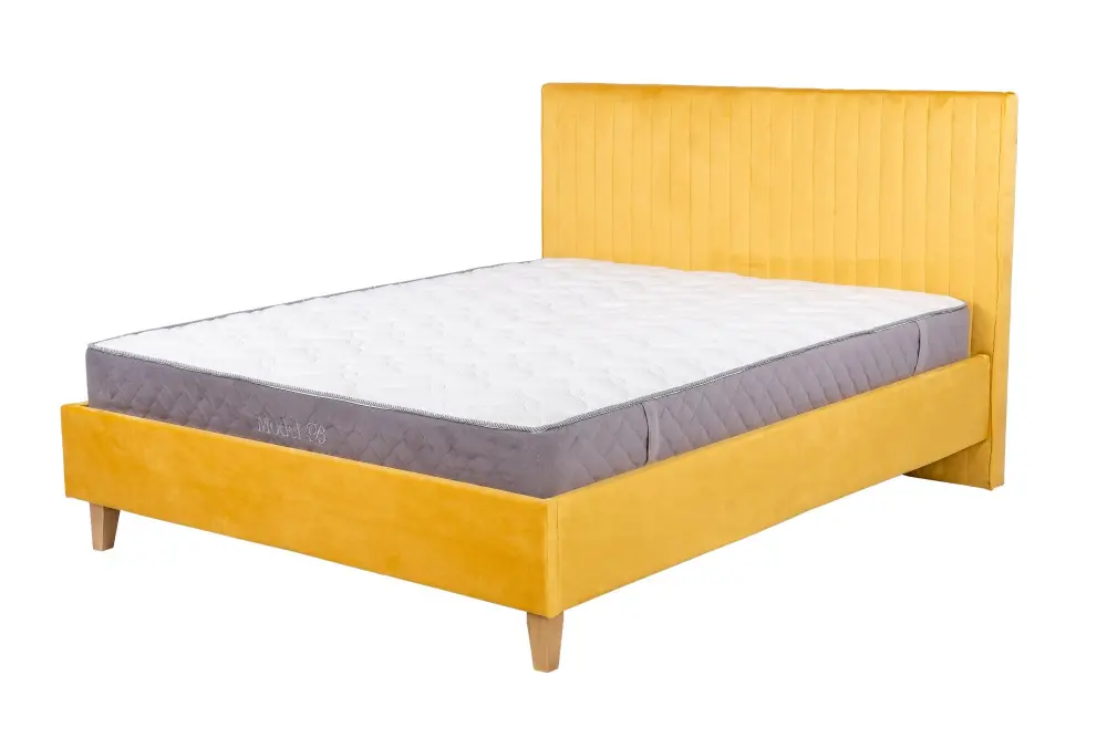 Кровать мягкая двуспальная Бари 160х200 с подъёмным механизмом (Горчичный велюр) ЛД | Интернет магазин Масса Мебель