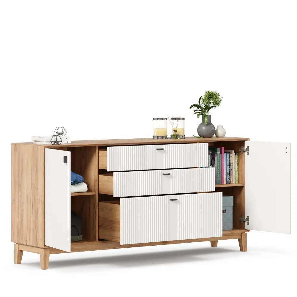 Тумба 1800 Бари (Дуб Золотой/Белый) | Интернет магазин Масса Мебель