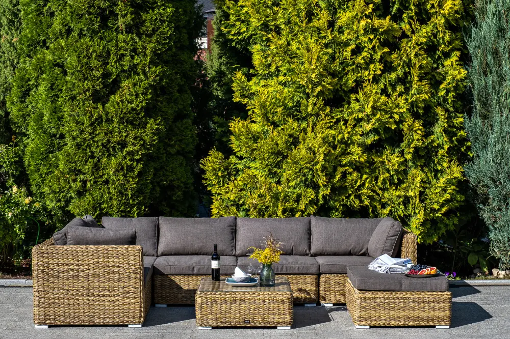 "Лунго" трансформирующаяся лаунж-зона из искусственного ротанга (гиацинт), цвет соломенный (sis) | Интернет магазин Масса Мебель