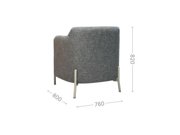 Кресло дизайнерское Сэнди серая рогожка-ножки металл, MASSA - интернет магазин Масса Мебель