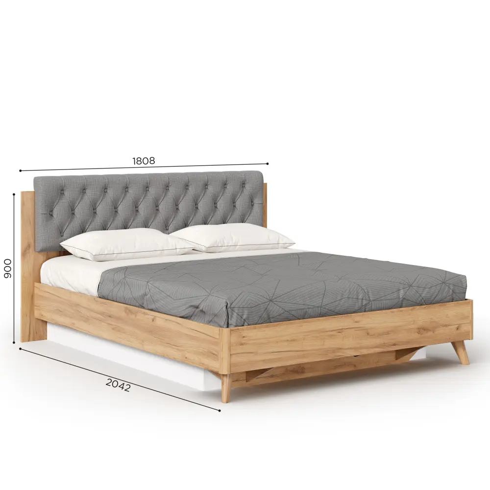 Кровать Марта-2 1600 с подъемным механизмом (каретная стежка Capri 24) (Дуб Золотой/Серый) | Интернет магазин Масса Мебель