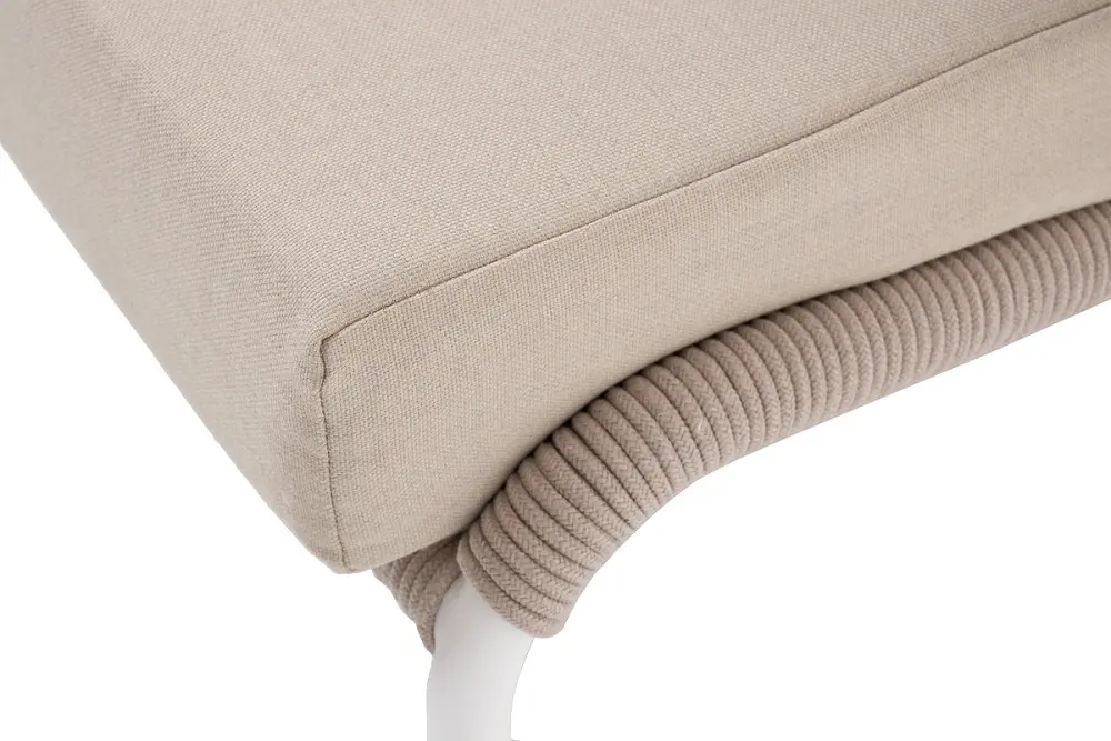 "Милан" лаунж-зона 5-местная плетеная из роупа (веревки), каркас алюминиевый белый, роуп бежевый (sis) | Интернет магазин Масса Мебель