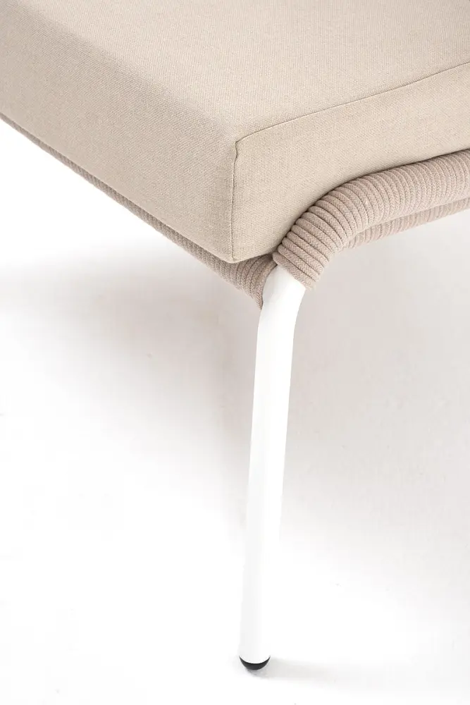 "Милан" лаунж-зона 5-местная плетеная из роупа (веревки), каркас алюминиевый белый, роуп бежевый (sis) | Интернет магазин Масса Мебель