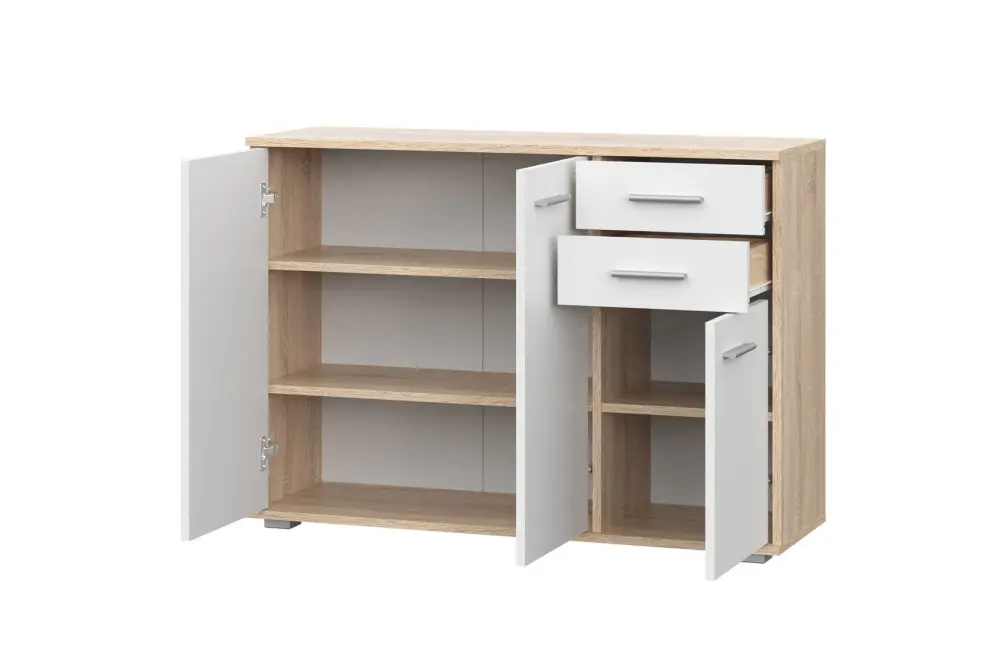 Комод FUN КД-3 Белый/Дуб Сонома  (NK) | Интернет магазин Масса Мебель