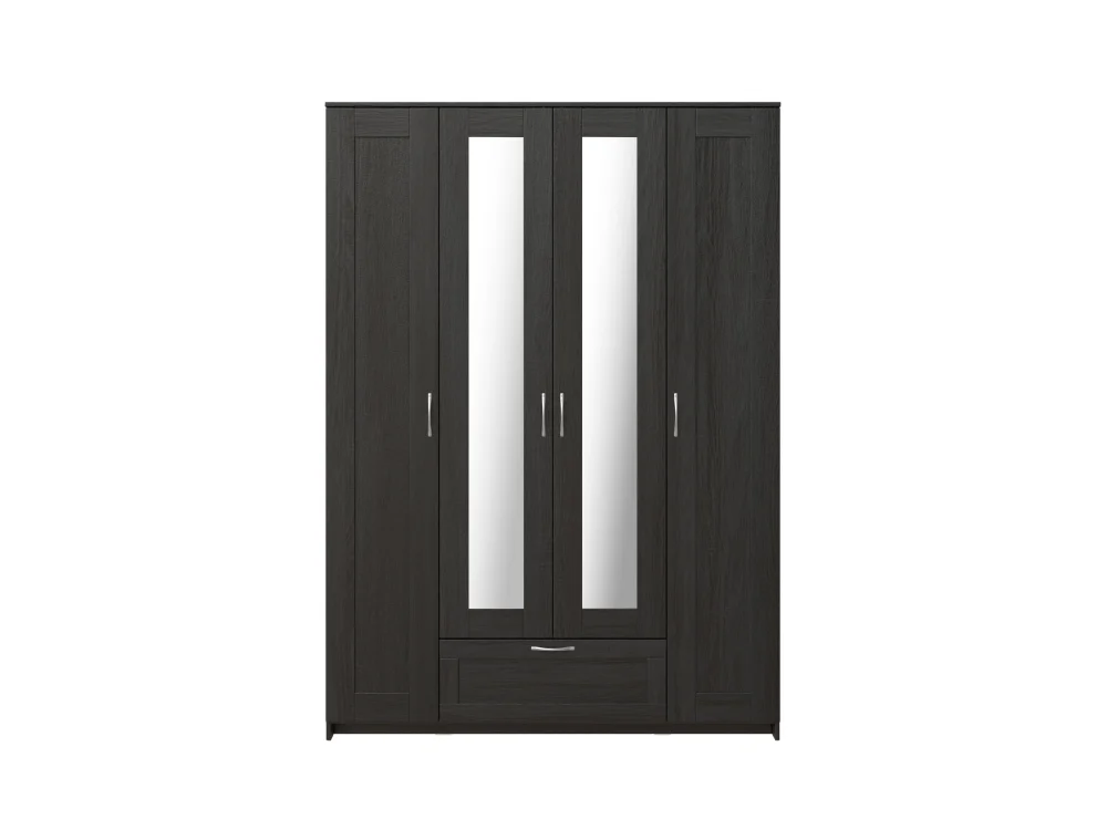 Шкаф четырехстворчатый с зеркалами Сириус высота 220 см 4 двери и 1 ящик венге (GL) - интернет магазин Масса Мебель