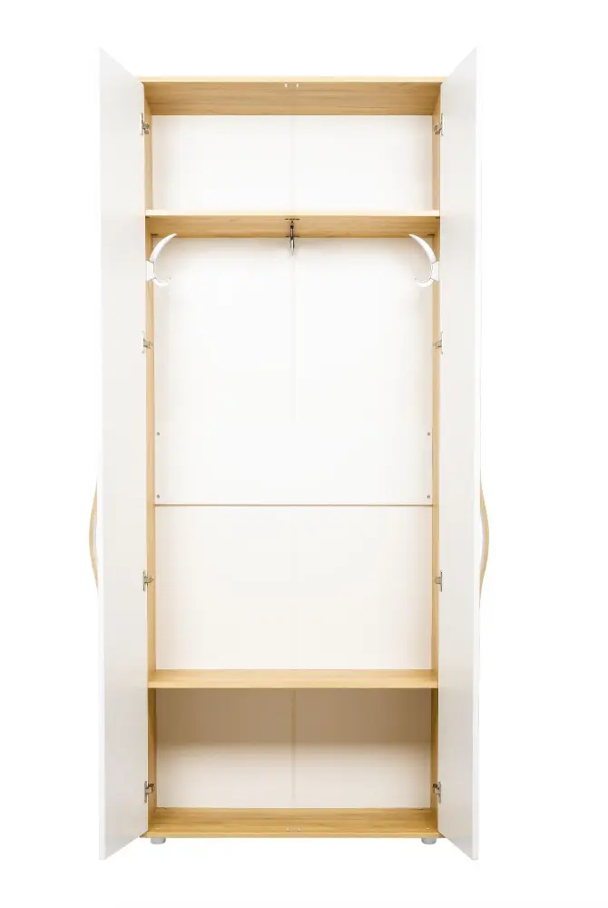 Шкаф двухстворчатый узкий Марта-2 (Дуб золотой/Белый глянец) ЛД - интернет магазин Масса Мебель