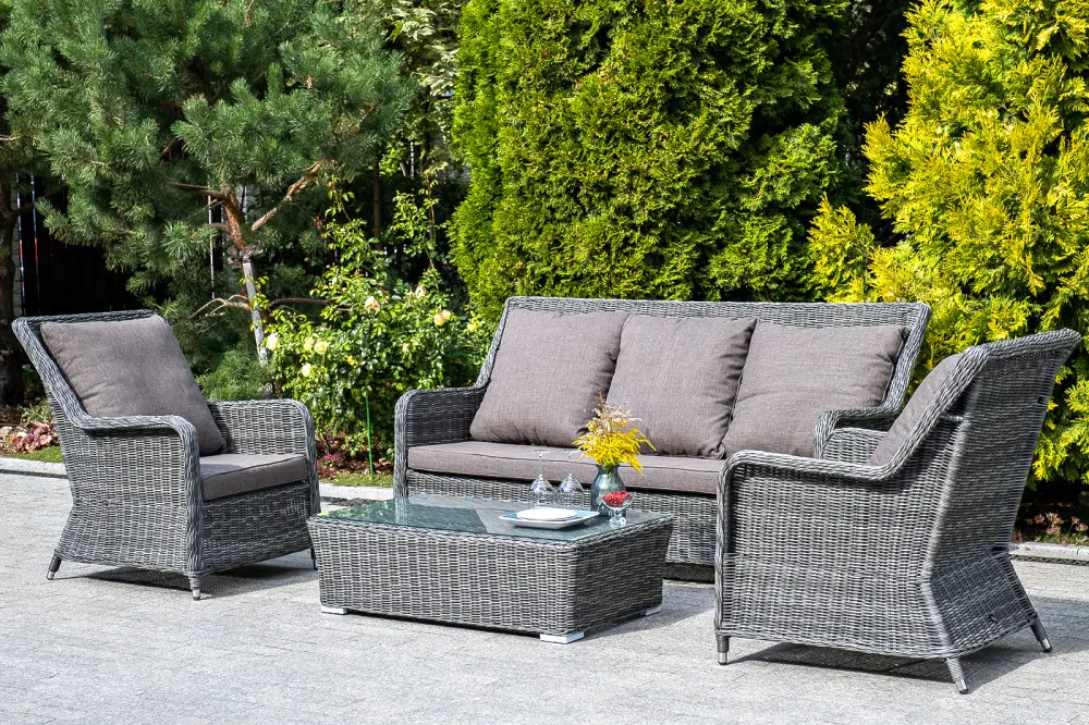 "Гляссе" диван трехместный из искусственного ротанга, цвет графит (sis) - интернет магазин Масса Мебель