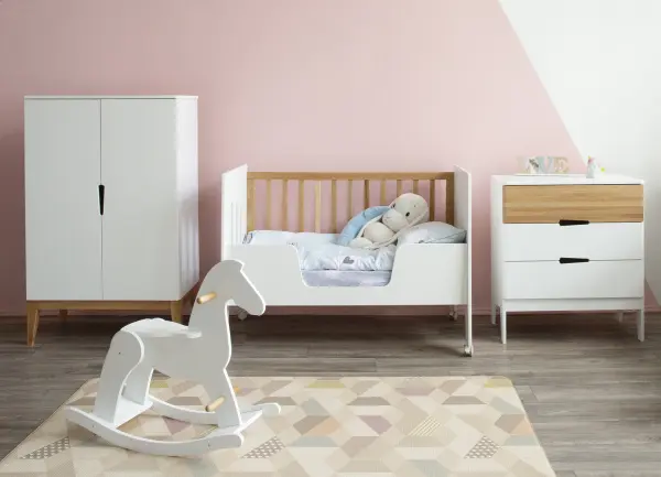 Кроватка-стол Mia белый/дерево (ANT)  