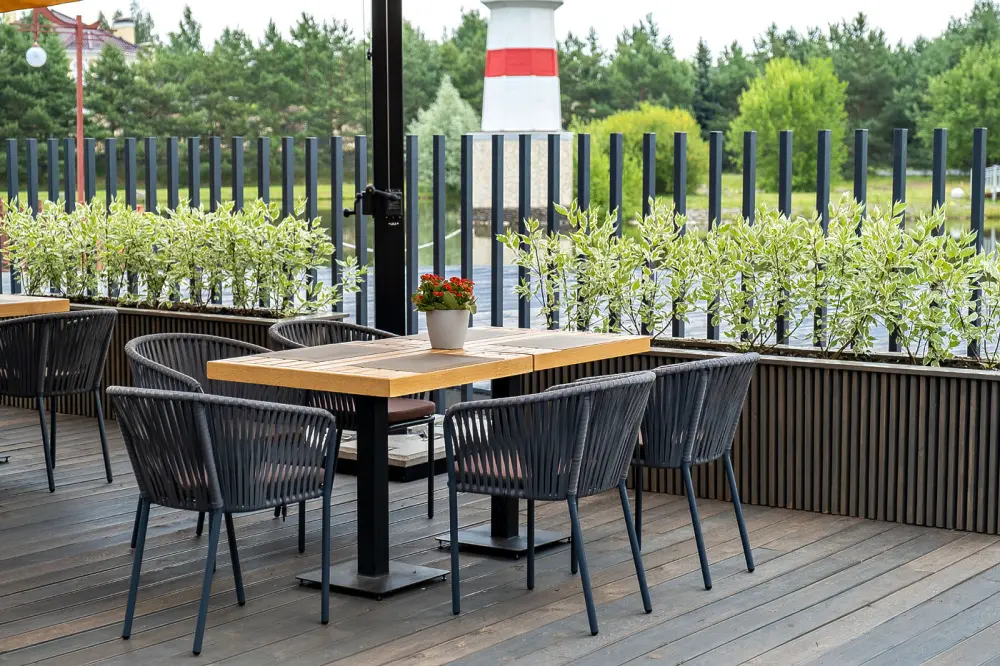 "Бордо" стул плетеный из роупа, каркас алюминий темно-серый (RAL7024) шагрень, роуп серый 15мм, ткань серая (sis) | Интернет магазин Масса Мебель