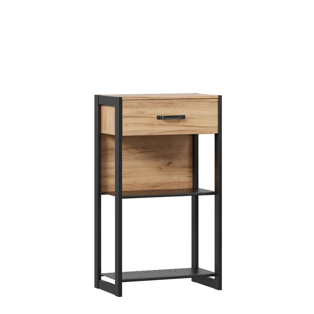 Тумба с полками Техно (Дуб Золотой/Чёрный) ЛД | Интернет магазин Масса Мебель