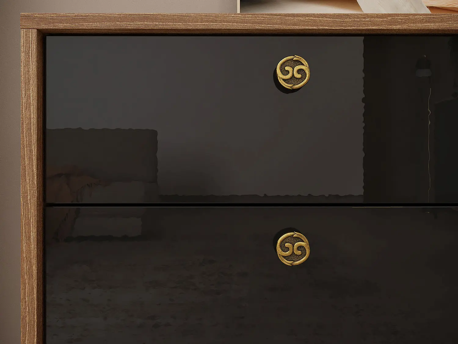 Комод Brass КМ-1 черный глянец/каштан (NK)