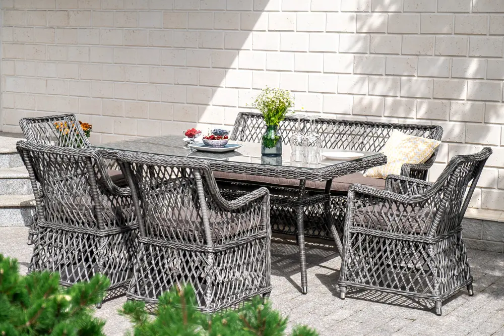 "Латте" плетеный стол из искусственного ротанга 160х90см, цвет графит (sis) - интернет магазин Масса Мебель