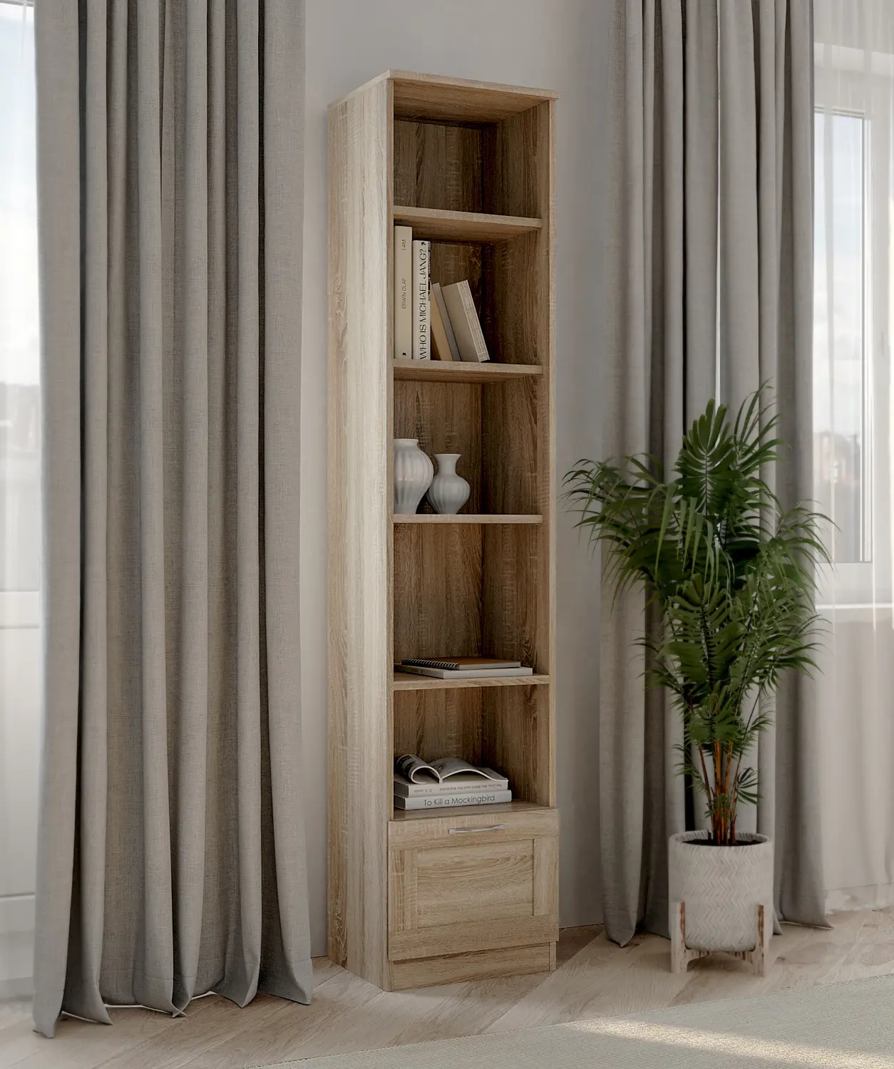 Стеллаж Сириус 1 ящик 39х190 дуб сонома (GL)