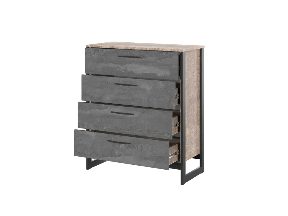 Комод HUGO Т-2 Дуб Гранж/Железный камень (NK) | Интернет магазин Масса Мебель