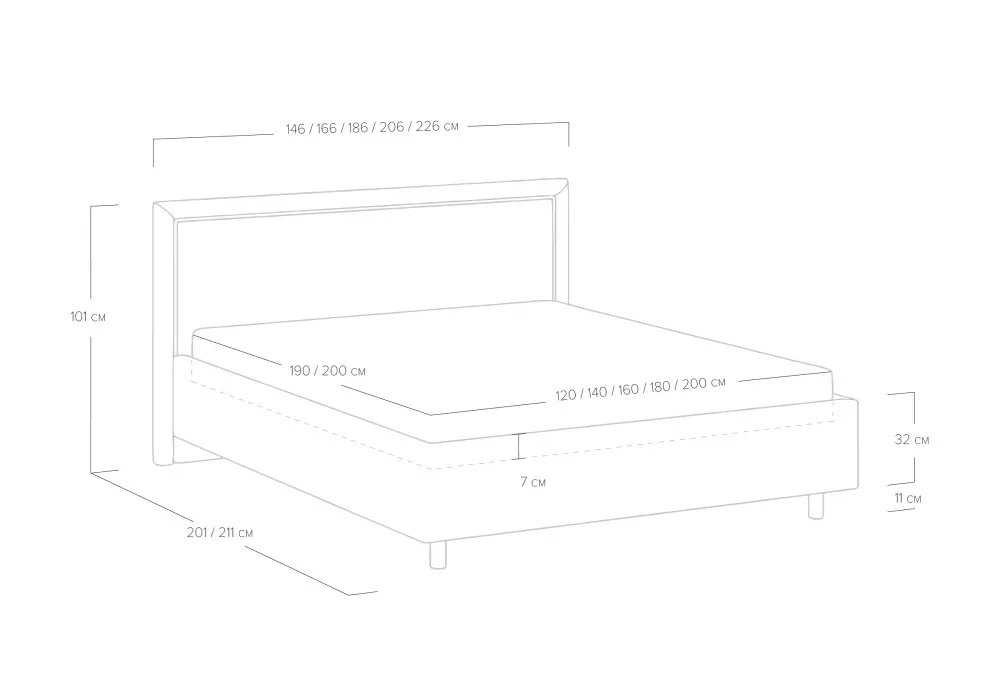 Кровать мягкая двуспальня Bergamo 140/160/180/200 рогожка (SM) | Интернет магазин Масса Мебель