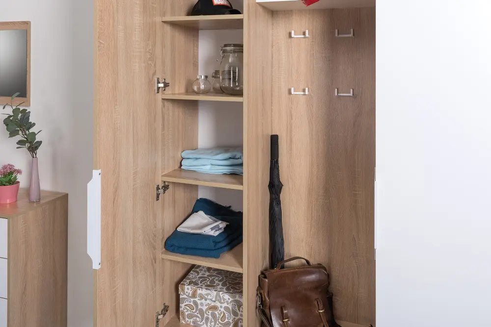 Шкаф -Прихожая комбинированный Куба 10.14 Дуб Сонома/белый премиум (Mob) | Интернет магазин Масса Мебель