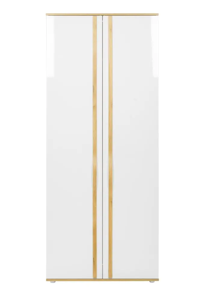 Шкаф двухстворчатый узкий Марта-2 (Дуб золотой/Белый глянец) ЛД - интернет магазин Масса Мебель