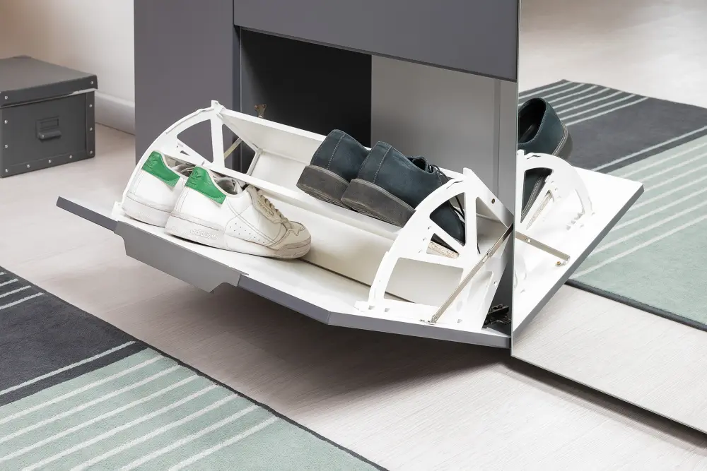 Тумба для обуви Октава 16.127 Серый Графит/Дуб Золотой CRAFT (Mob) | Интернет магазин Масса Мебель