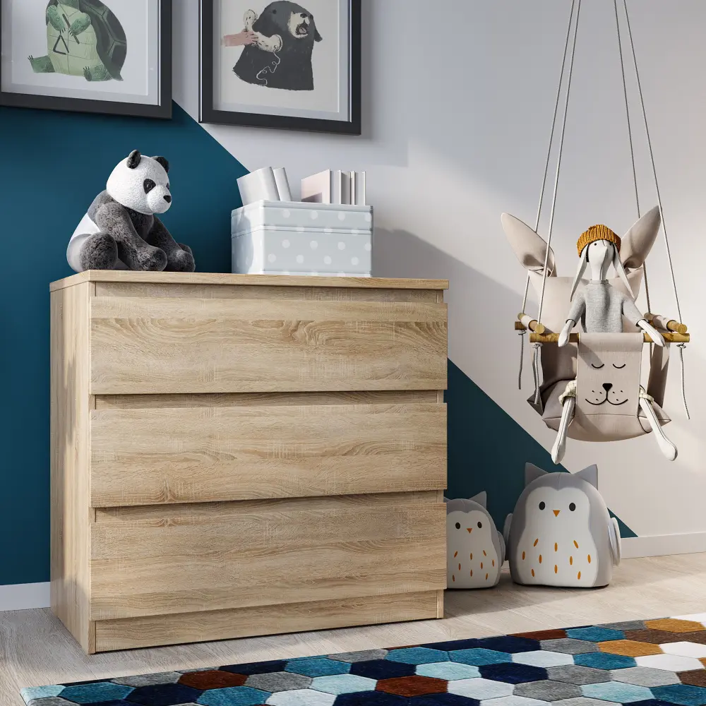 Комод Мальта дуб сонома 3 ящика 80х76 (GL) - интернет магазин Масса Мебель