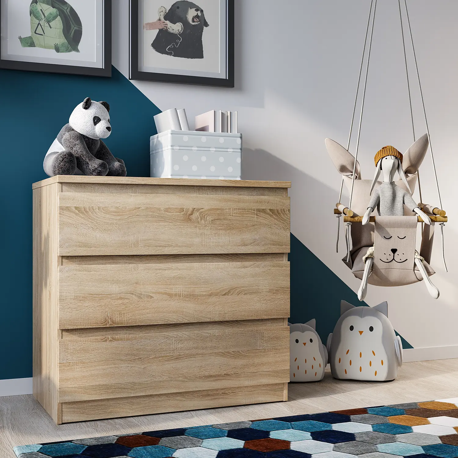 Комод Мальта дуб сонома 3 ящика 80х76 (GL)