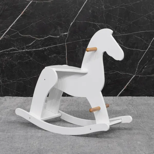 Лошадка-качалка белый/ дерево (ANT) ДМ001 ВЫСТАВОЧНЫЙ ОБРАЗЕЦ 