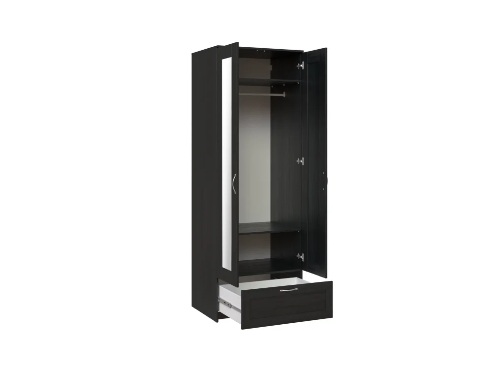 Шкаф для одежды с зеркалами Сириус высота 220 см 2 двери и 1 ящик венге (GL) - интернет магазин Масса Мебель