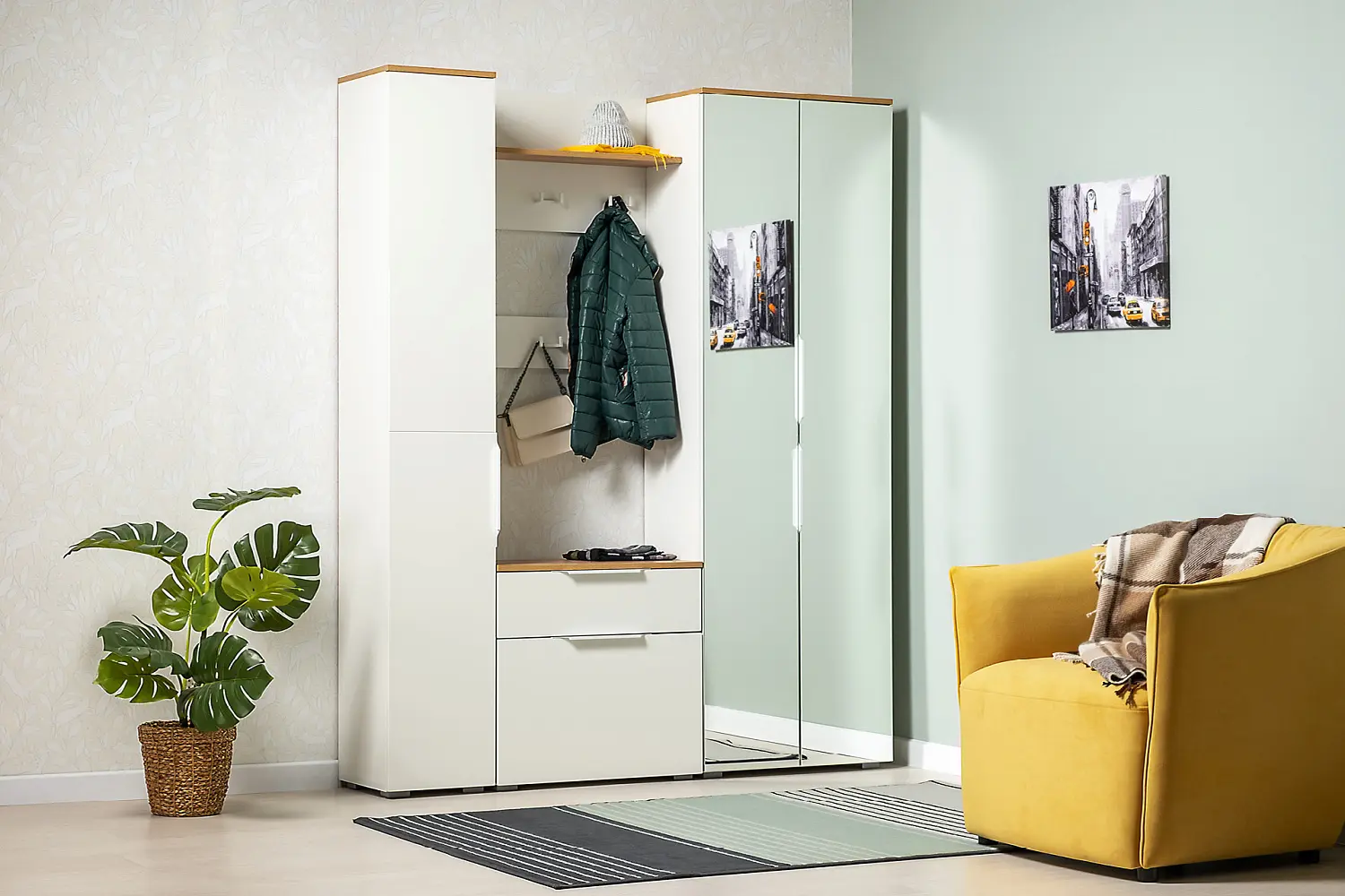 Комплект мебели в прихожую Октава  Дуб Крафт Золотой/Серый Графит (Mob)