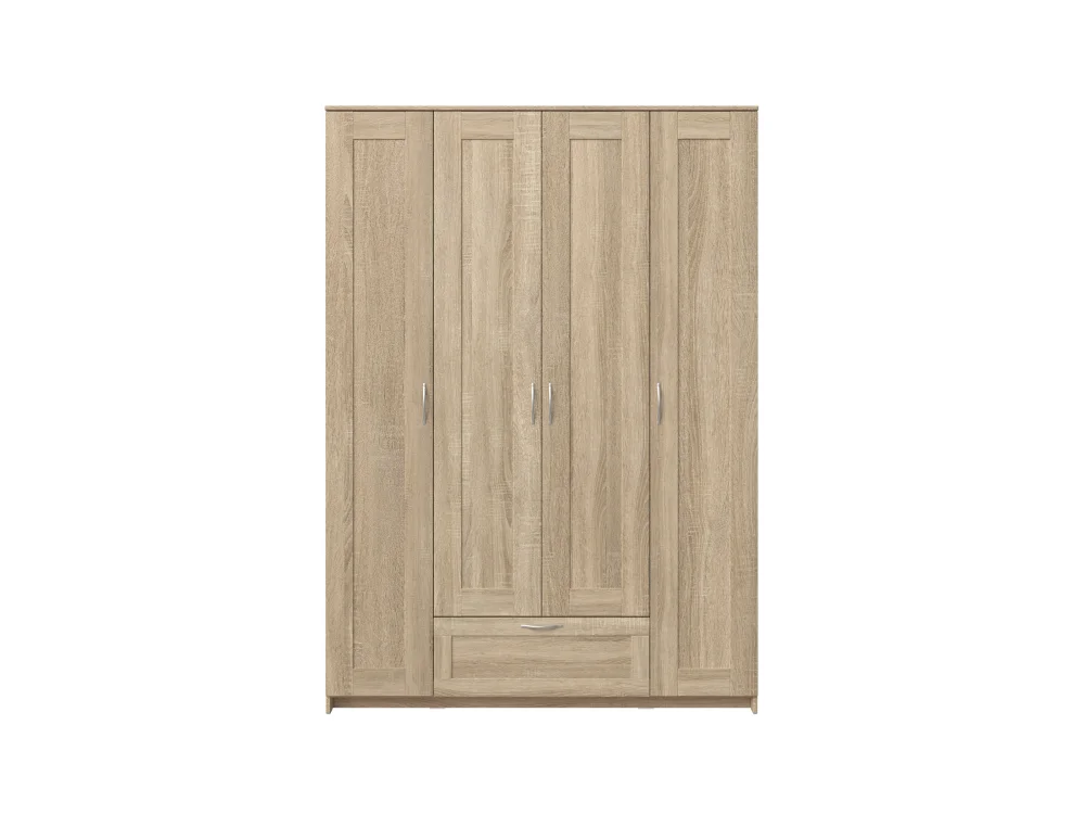 Шкаф четырехстворчатый Сириус высота 220 см 4 двери и 1 ящик сонома (GL) | Интернет магазин Масса Мебель