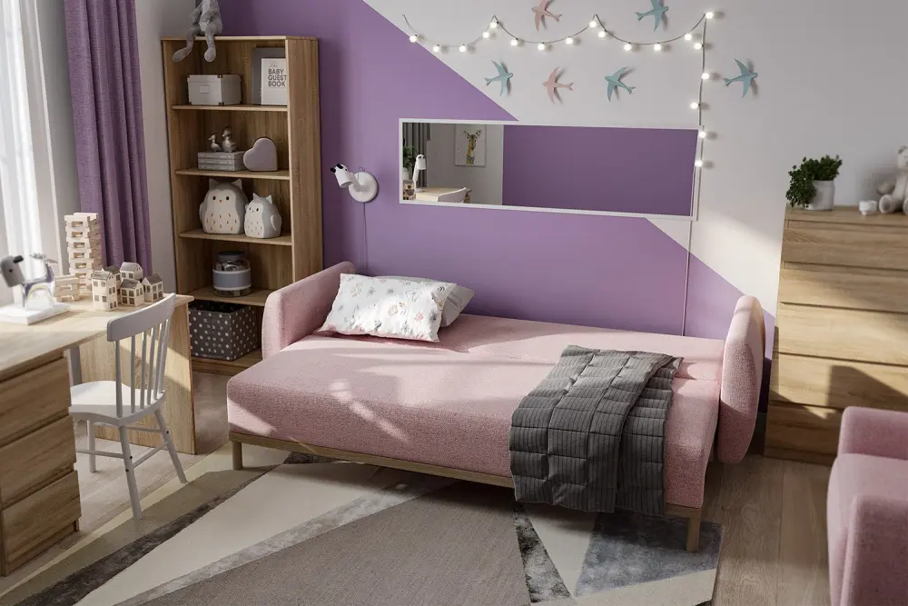 Диван кровать Тулисия розовый рогожка (GL) | Интернет магазин Масса Мебель