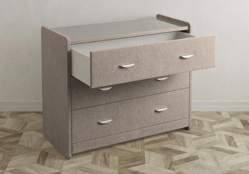Комод 3 ящика Люкс рогожка мокко (SM) | Интернет магазин Масса Мебель