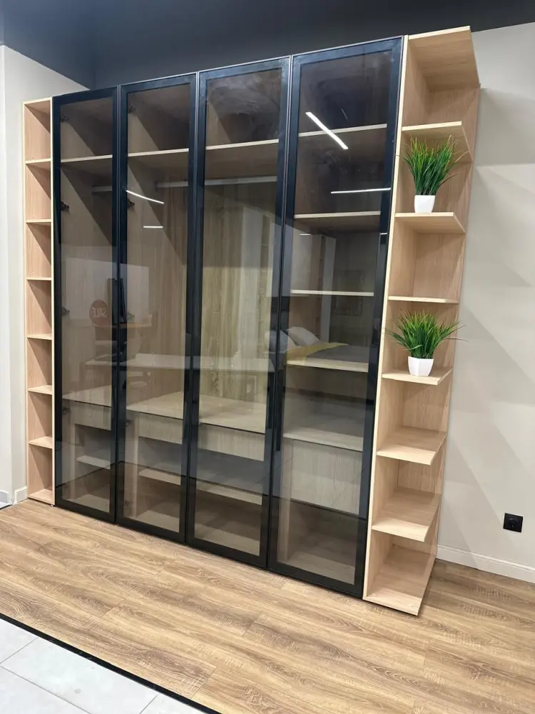 Шкаф MASSA с открытыми полками и витриной(MSS) Выставочный образец | Интернет магазин Масса Мебель