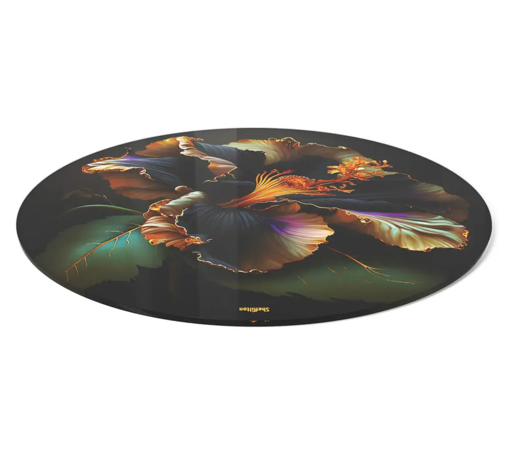 Стол обеденный круглый SHT-TU3-1/TT32 d-80 МДФ/стекло ночной цветок/черный металл (SHF) | Интернет магазин Масса Мебель