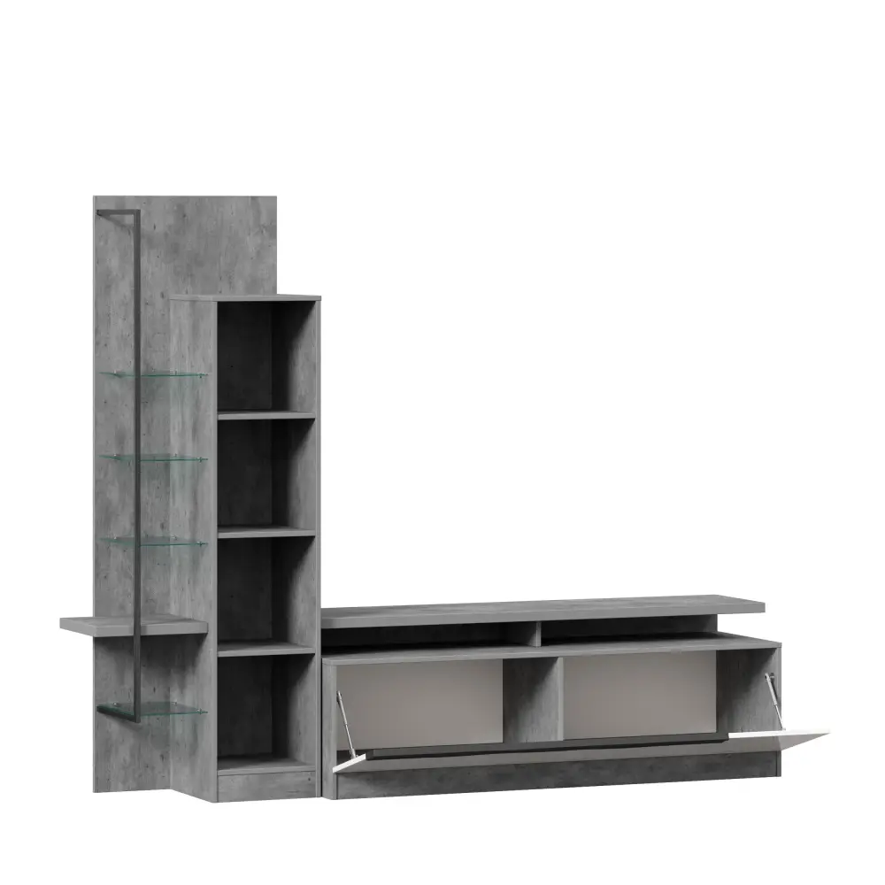 Тумба под ТВ Кёльн (Метрополитан Грей/Белый) ЛД | Интернет магазин Масса Мебель