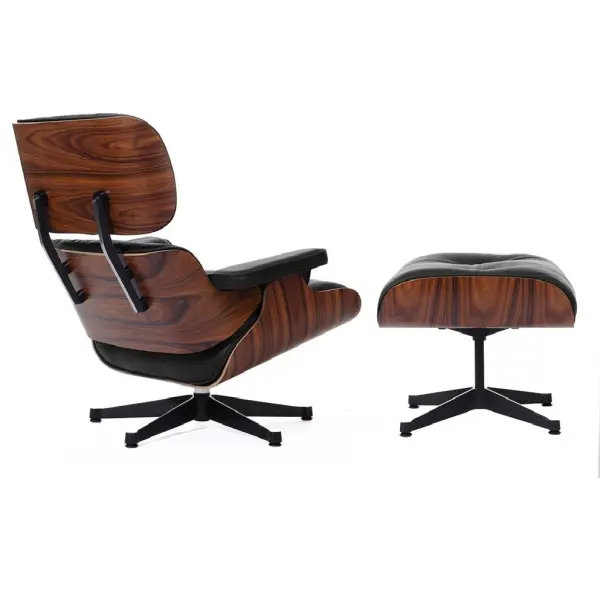 Кресло для отдыха Eames Style Lounge Chair (черная кожа/дерево палисандр) | Интернет магазин Масса Мебель