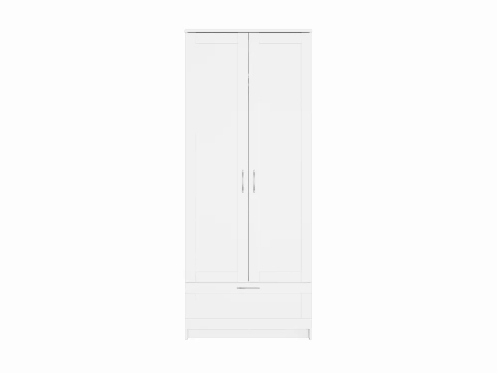 Шкаф двухстворчатый в прихожую Сириус 2 двери и 1 ящик белый (GL) - интернет магазин Масса Мебель