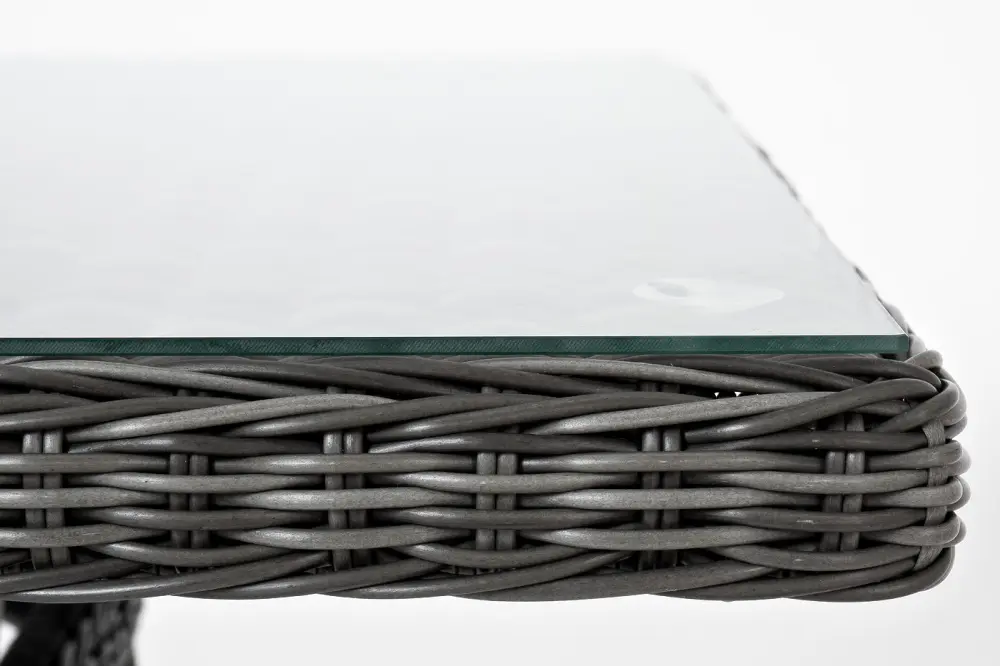 "Латте" плетеный стол из искусственного ротанга 200х90см, цвет графит (sis) | Интернет магазин Масса Мебель