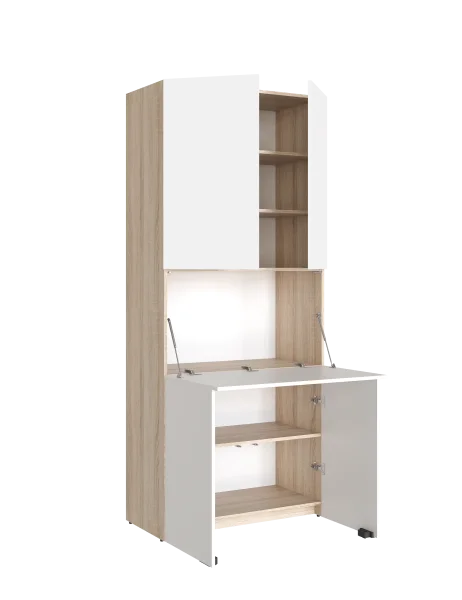 Стол в шкафу (секретер) (Бежевый/Белый)