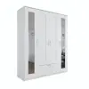 Шкаф четырехстворчатый комбинированный с зеркалами Сириус 4 двери и 1 ящик белый (GL)