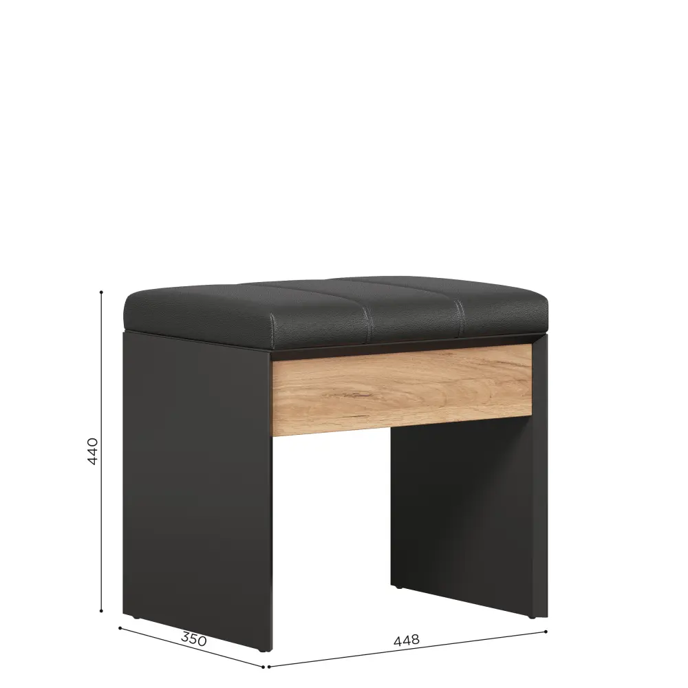 Банкетка Неаполь (Черный/Дуб Золотой) ЛД | Интернет магазин Масса Мебель