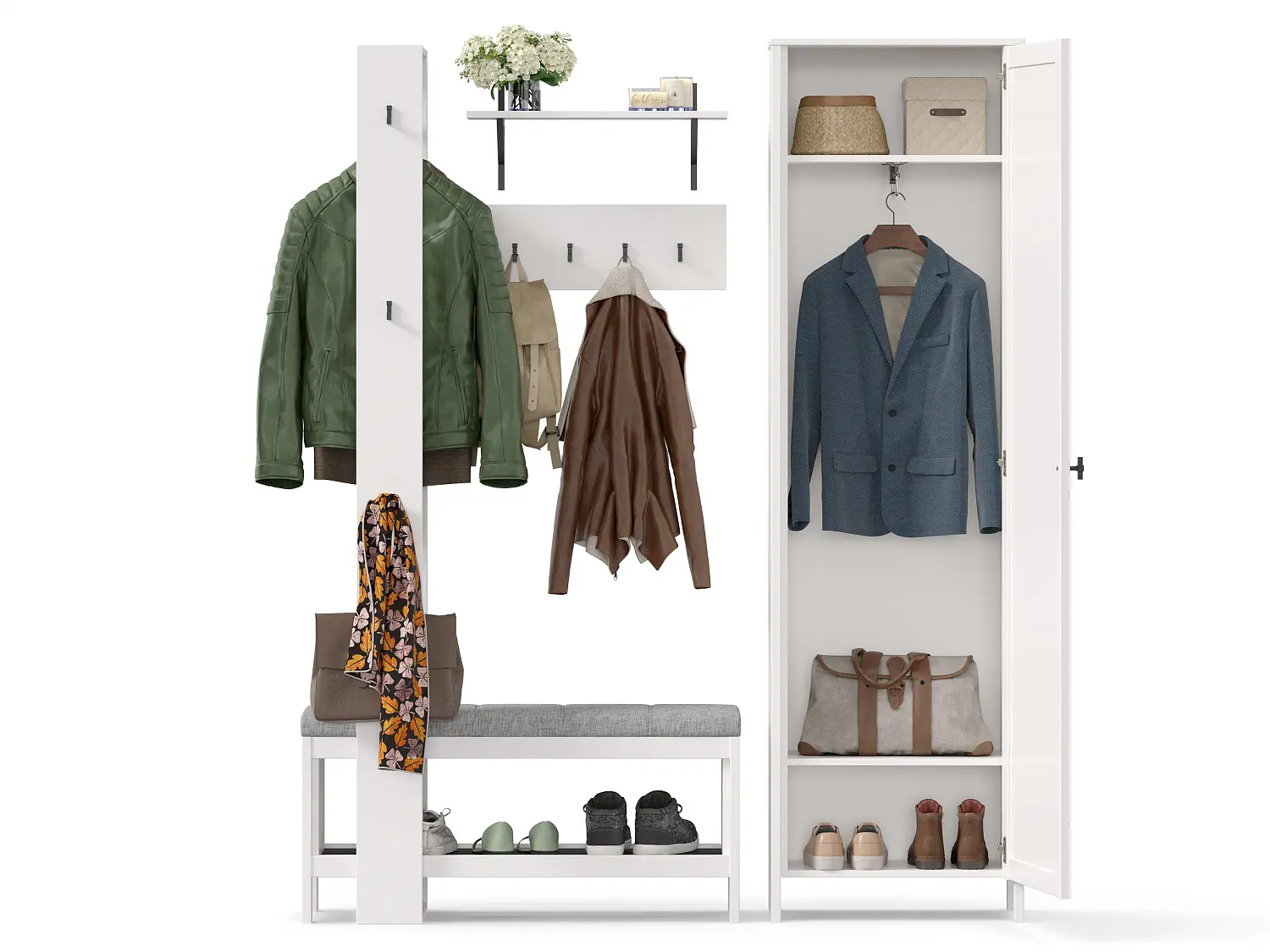 Шкаф одностворчатый узкий Бланко (Белый) ЛД