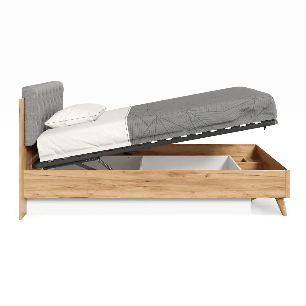 Кровать односпальная 120х200 Марта-2 с подъемным механизмом и мягким изголовьем (каретная стежка Capri/Серый) ЛД | Интернет магазин Масса Мебель