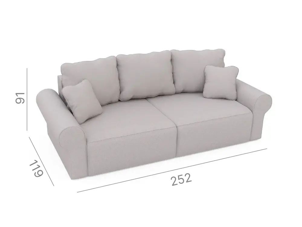 Диван прямой Петра D-920 светло-серый, Massa