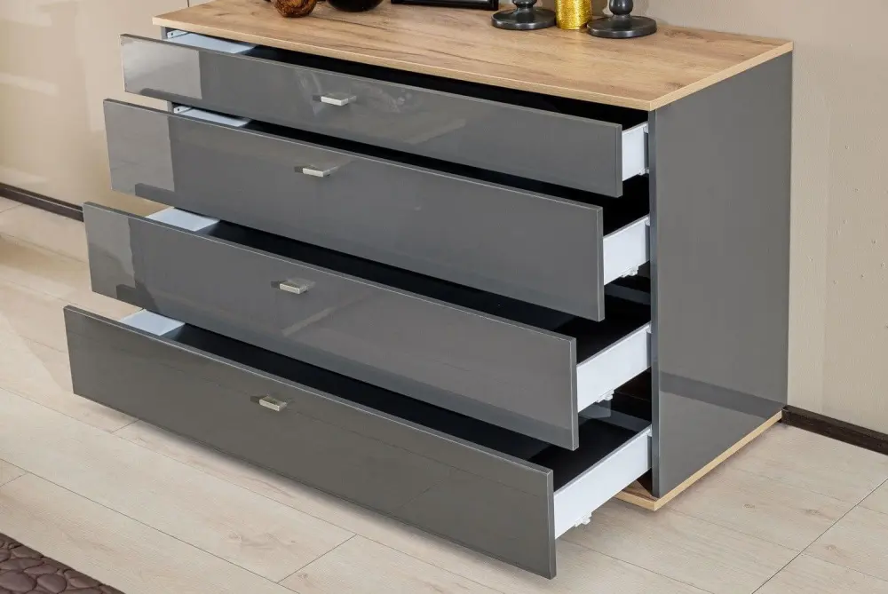 Комод Фиджи 1200  (Дуб Золотой/Антрацит) ЛД - интернет магазин Масса Мебель