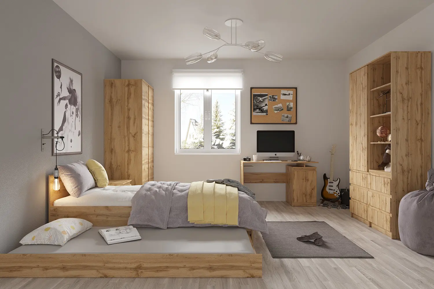 Кровать двухспальная STERN 160х200 дуб вотан (NK)